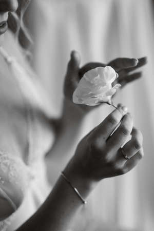 elegant wedding bouquet of fresh natural flowers and greenery