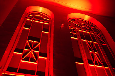 rounded large windows in red lightのeditorial素材
