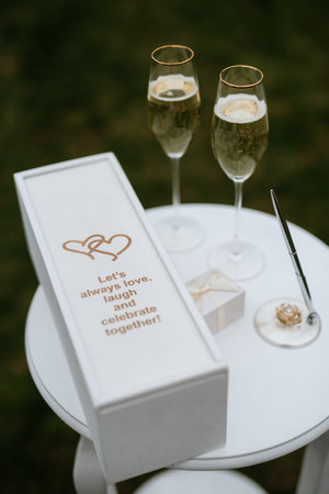 wedding glasses for wine and champagne from crystalの写真素材