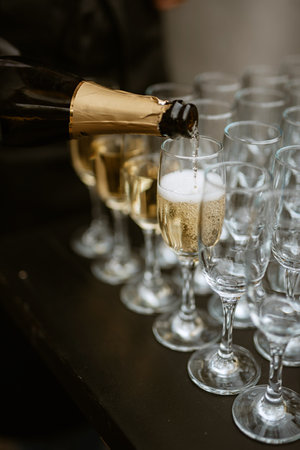 wedding glasses for wine and champagne from crystalの写真素材