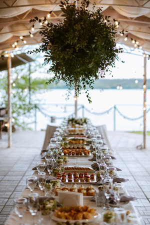 Banquet hall for weddings, banquet hall decoration, atmospheric decorの写真素材