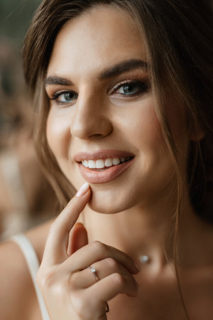 bride's preparations for a wedding in a country cottageの写真素材