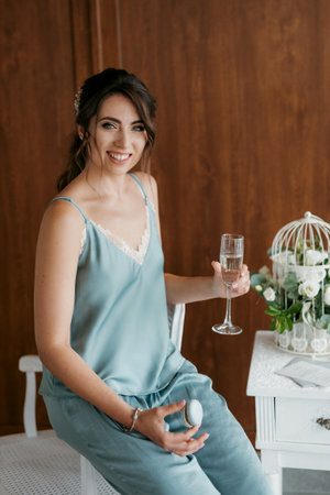 bride's preparations for a wedding in a country cottageの写真素材