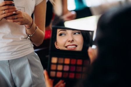bride girl getting ready for groom in boudoirの写真素材