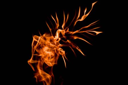 Bonfire on black background.の写真素材