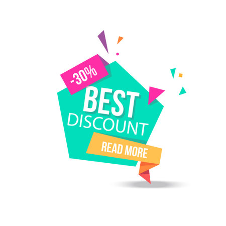 Best Discount Sale Banner Vector Illustration. Special Offer Price Label Templateのイラスト素材