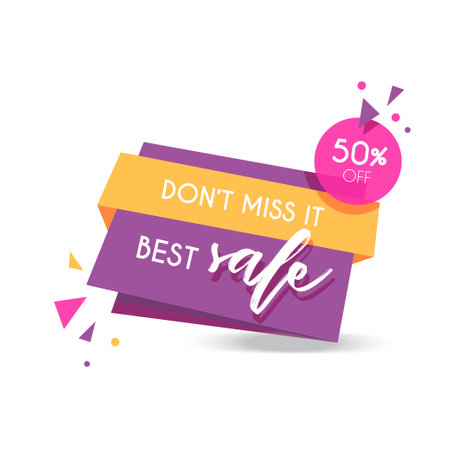 Discount Label up to 50% off Vector Template Design Illustrationのイラスト素材