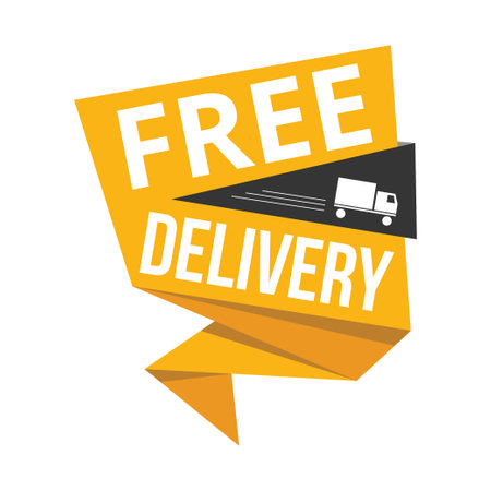 Free delivery label, sticker, badge, sticker, stamp. Vector illustrationのイラスト素材