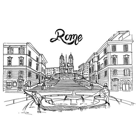 Rome, Italy cityscape. Vector illustration. Hand drawn sketch.のイラスト素材