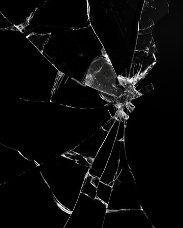 broken glass on a black background in the form of an abstract image