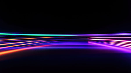 abstract background with neon lines and bokeh. 3d renderの写真素材