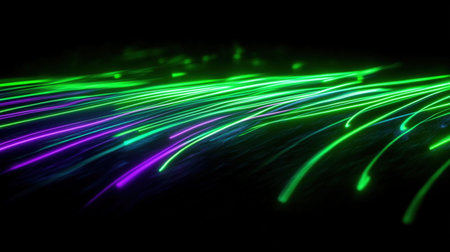 Futuristic technology wave background design with lights and bokeh