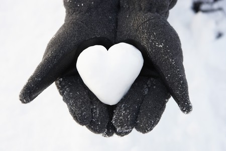 Close Up Of Hands Holding Heart Made Out Of Snow