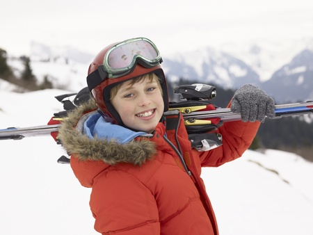 Pre-teen Boy On Ski Vacationの写真素材