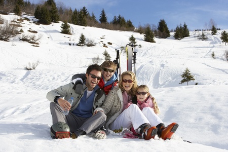 Young Family On Ski Vacationの写真素材
