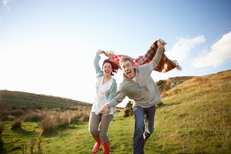 Couple in countrysideの写真素材