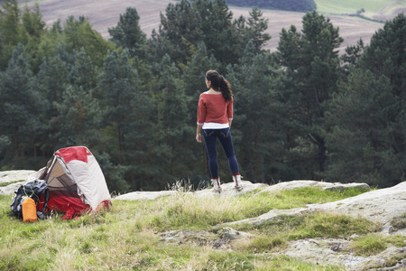 Teenage Girl On Camping Trip In Countrysideの写真素材