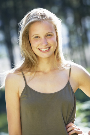 Portrait Of Attractive Teenage Girl In Countrysideの写真素材
