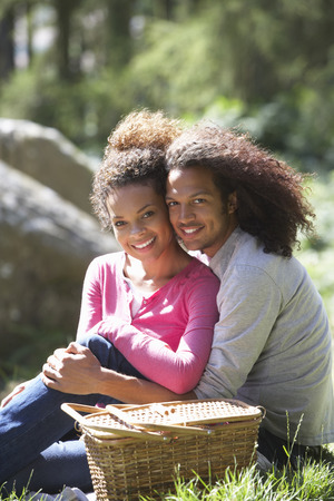 Couple Having Picnic In Countrysideの写真素材
