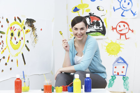 Teacher In Pre School Art Classの写真素材