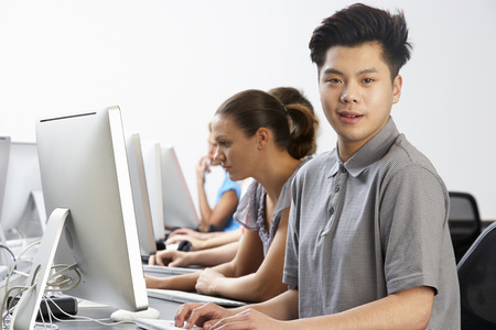 Group Of Students In Computer Classの写真素材
