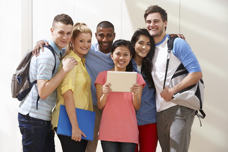 Portrait Of Multi-Ethnic Group Of Students In Classroomの写真素材