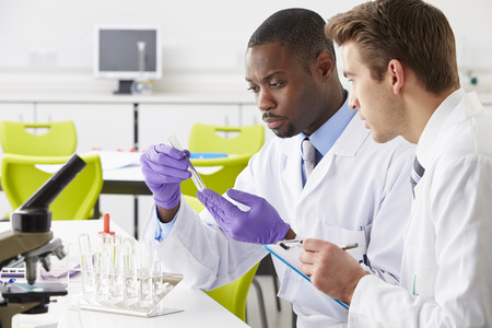 Two Technicians Working In Laboratoryの写真素材