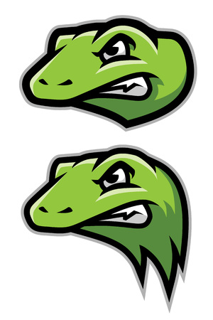 Green Gecko, Lizard, Reptile Head Logo Mascotのイラスト素材