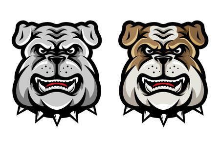 Bulldog Head Mascot in Cartoon Styleのイラスト素材