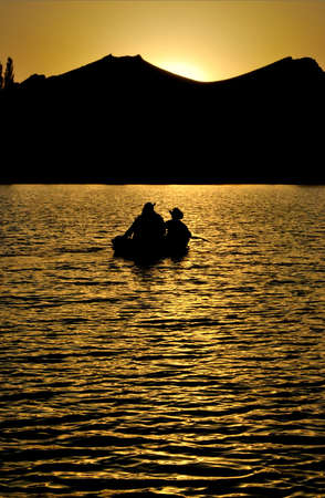 sunset over a beautiful lakeの写真素材