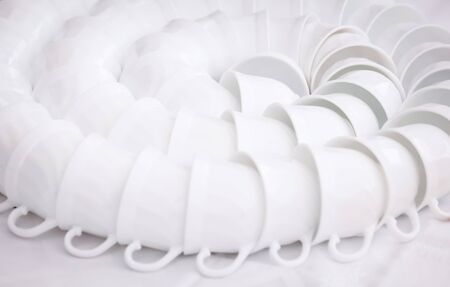 Spiral design of white coffee cups.の写真素材