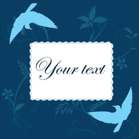 blue birds on a blue background with the form under the textのイラスト素材