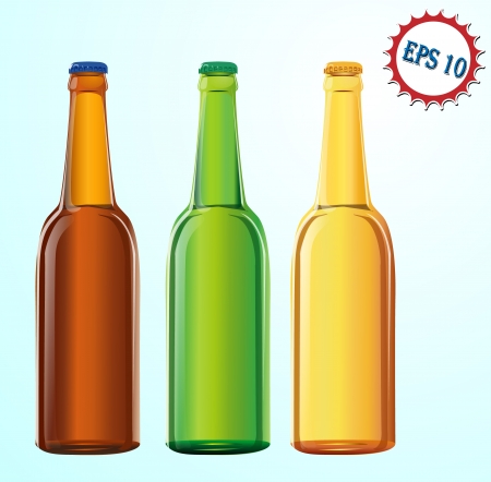 three bottles with beerのイラスト素材