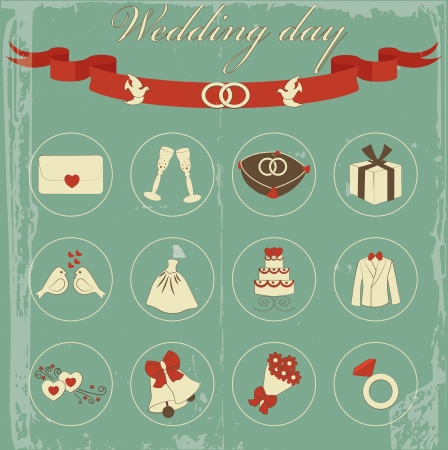 set of wedding iconsのイラスト素材