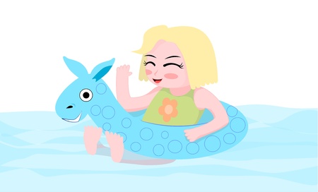 girl in rubber ringのイラスト素材