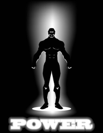 man in the circle of lightのイラスト素材