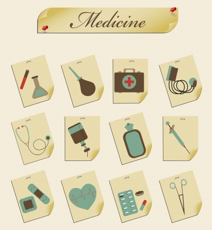 retro vector icons medicineのイラスト素材