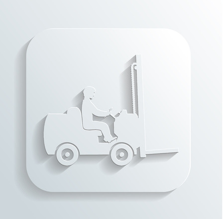 silhouette of fork lift truck and operatorのイラスト素材