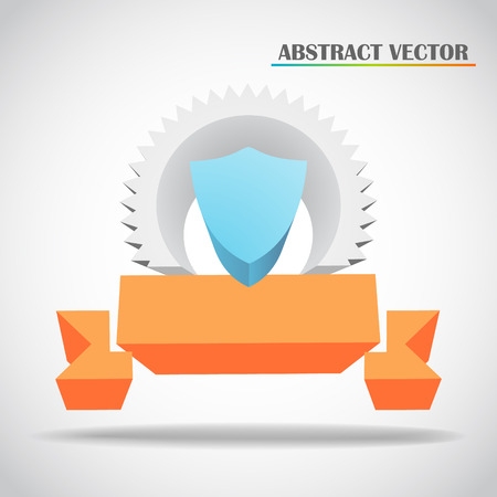 shield and ribbon 3d vectorのイラスト素材