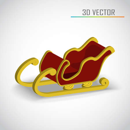 Christmas sleigh 3d vectorのイラスト素材