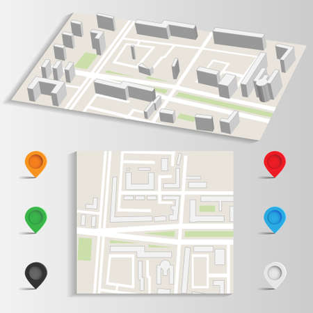 city map and landmarks vectorのイラスト素材