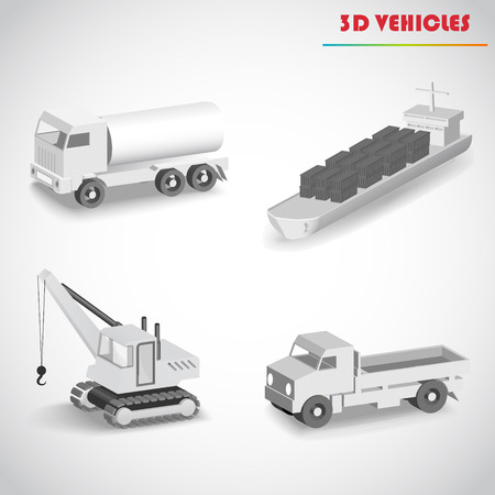 barge crane truck 3d vectorのイラスト素材