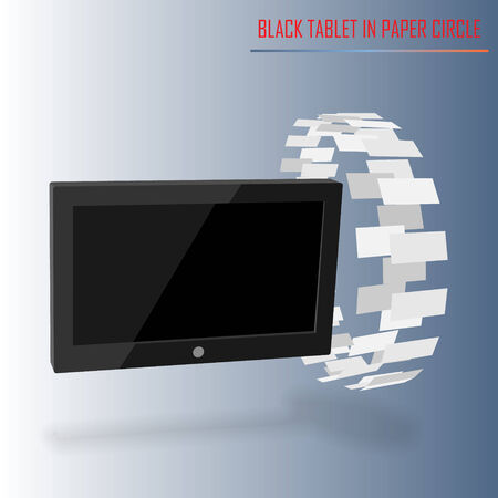 Black tablet in paper circle vectorのイラスト素材