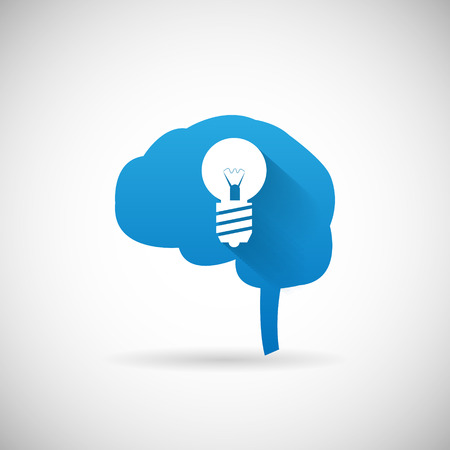 Creative Idea Symbol Brain and lightbulb silhouette Icon Design Template Vector Illustrationのイラスト素材