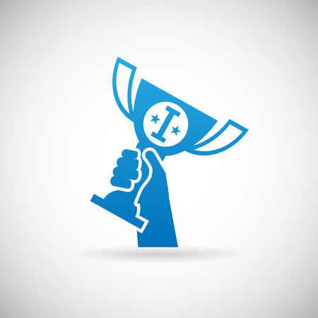 Success Achievement Symbol hand raises Prize Award Cup Icon Design Template のイラスト素材