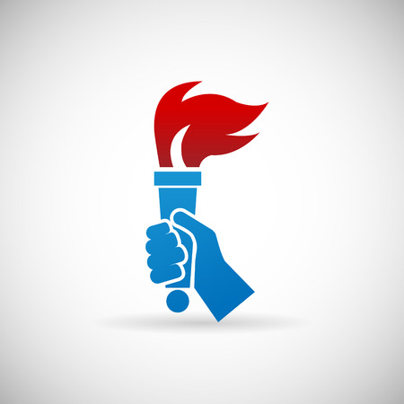 Victory Flame Symbol Hand hold fire Torch Icon Design Templateのイラスト素材