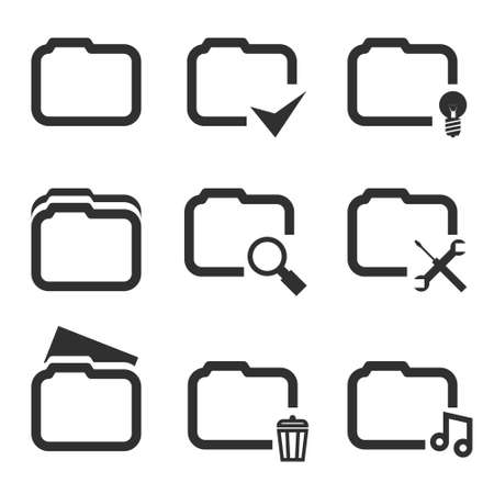 Folder Silhouette  Icons set Isolated on White Background Template のイラスト素材