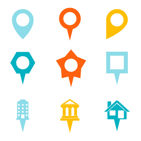 Landmark and Showplace Symbol Map Pointer Mark Icons Template Illustrationのイラスト素材