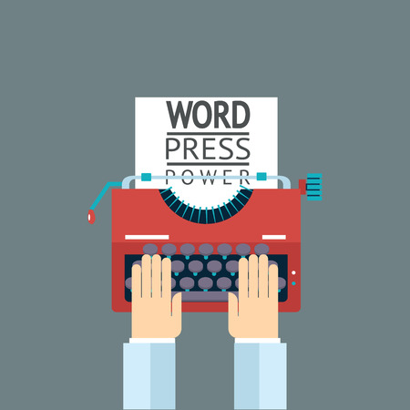 Word Power Mass Media Symbol Press Hand Typewriter Journalist Icon on Stylish Background Modern Flat Design Template Vector Illustrationのイラスト素材