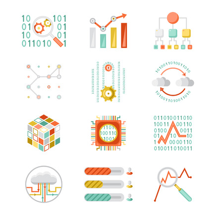 Data analytic silhouette iconsのイラスト素材